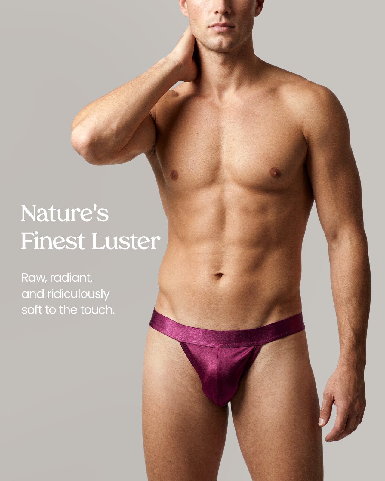 FEELITS THM03 Men's Mulberry Silk T-Back Thong – Double-Layer Pouch, Soft & Breathable