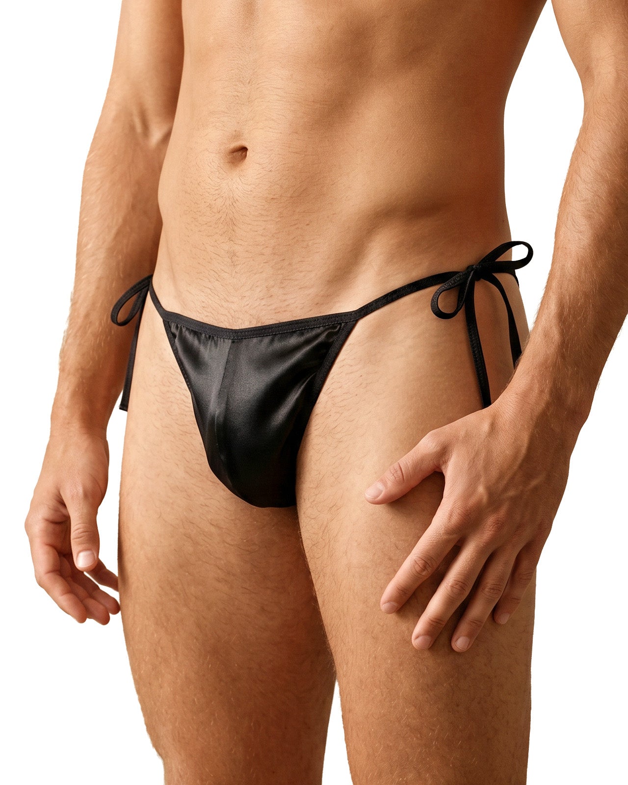FEELITS THM04 Men's Side-Tie Mulberry Silk Thong - Adjustable Fit, Double-Layer Pouch