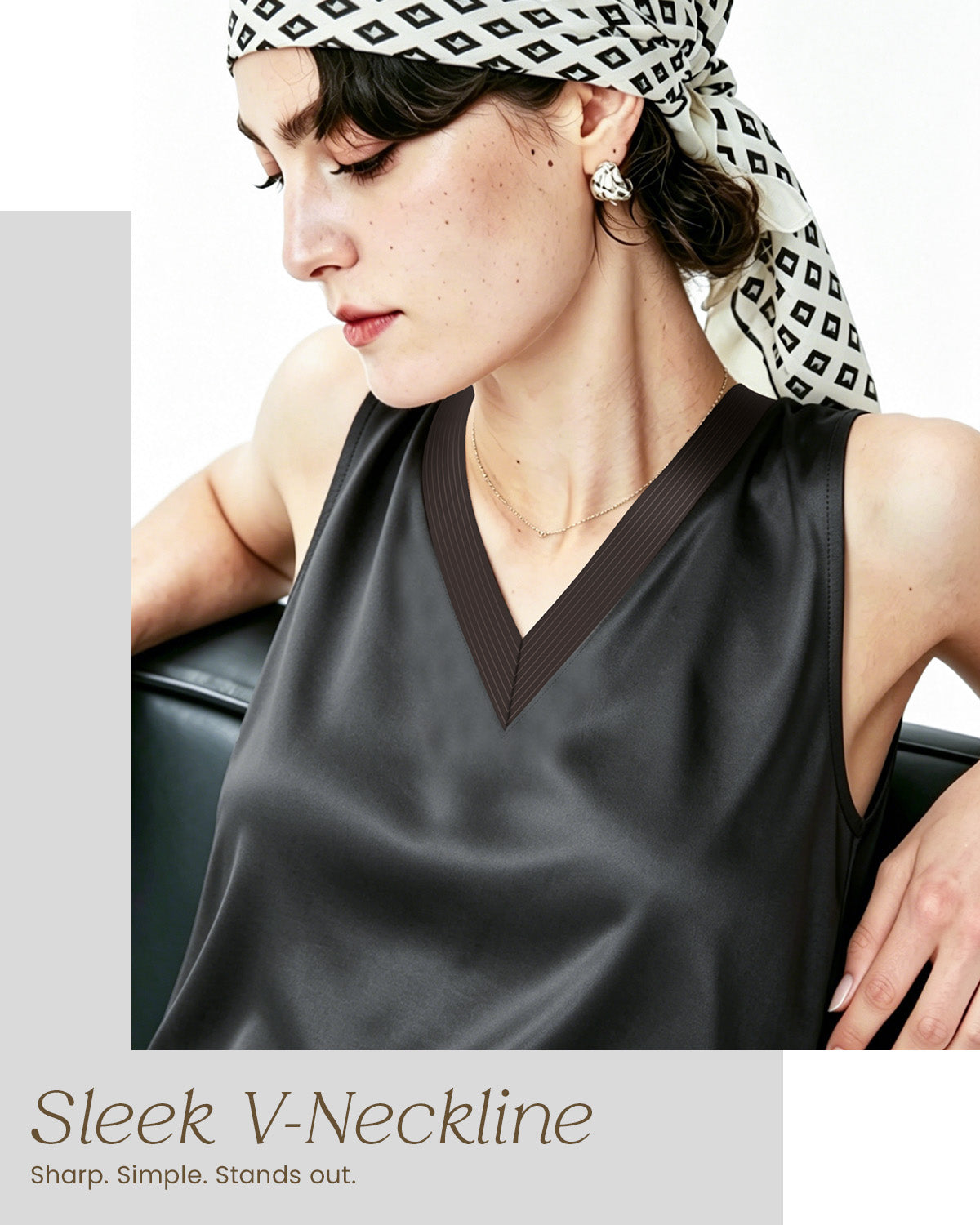 FEELITS TK21 22 Momme Silk V-Neck Tank Top - 100% Mulberry Silk, Loose Fit & Breathable