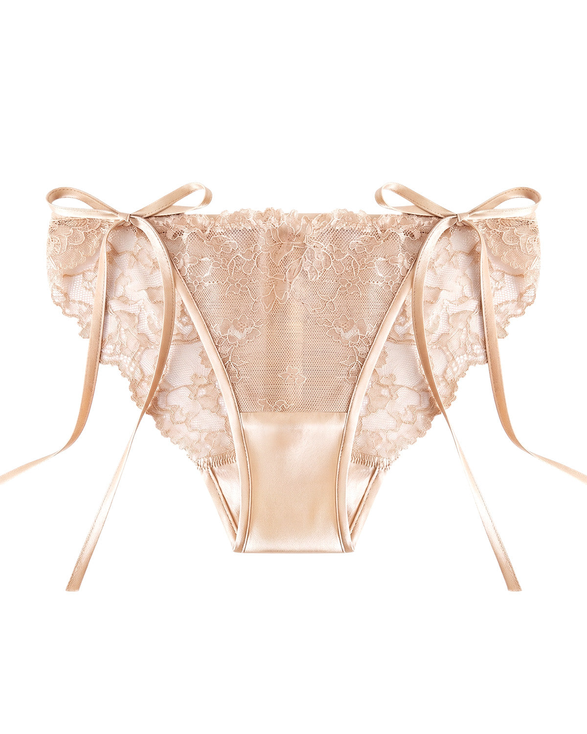 FEELITS YF05 Silk Tie-Side Panties - Mulberry Silk, Lace & Adjustable Bows