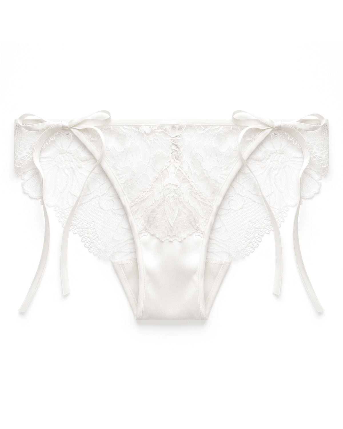 FEELITS YF06 Silk Tie-Side Lace Bikini Panties - Mulberry Silk, Sheer Back & Adjustable Bows