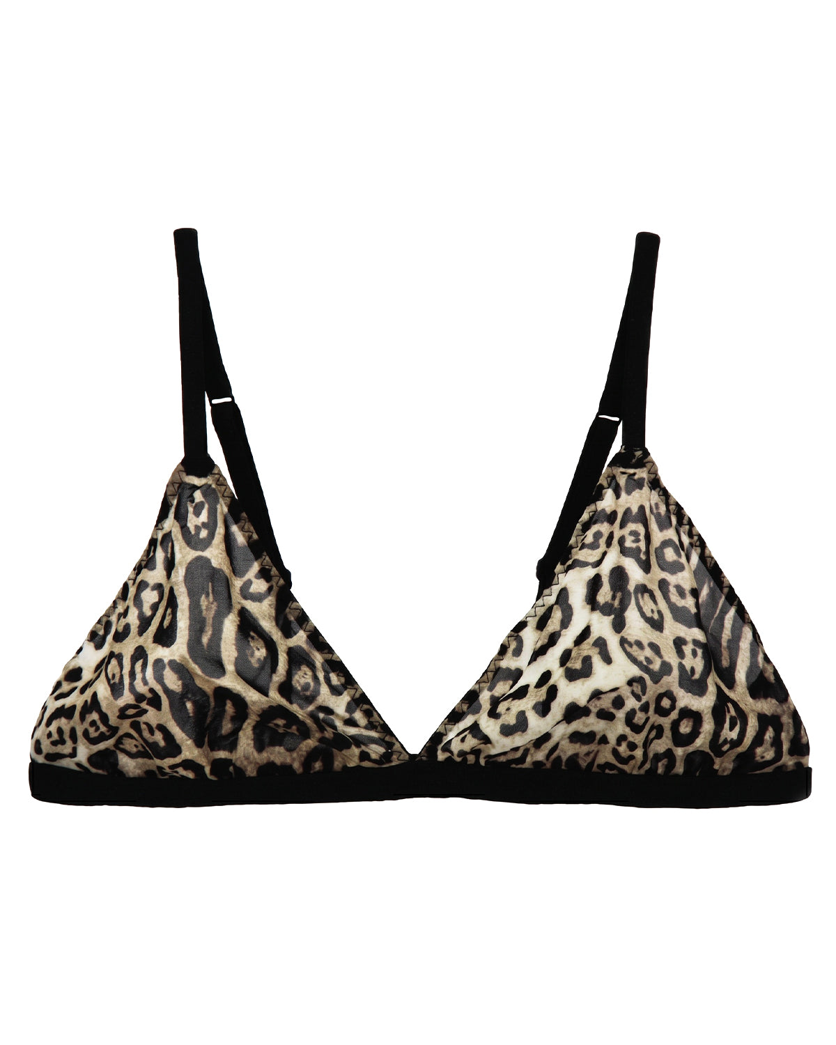 FEELITS YFB02 Leopard Print Silk Triangle Bra - 95% Mulberry Silk, Wireless Single-Hook Design