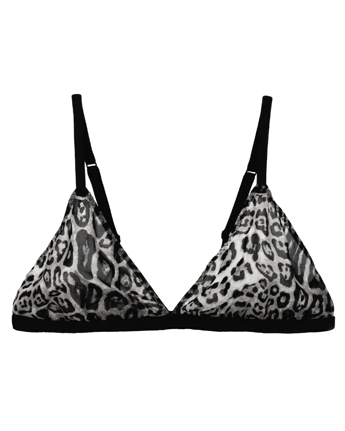 FEELITS YFB02 Leopard Print Silk Triangle Bra - 95% Mulberry Silk, Wireless Single-Hook Design