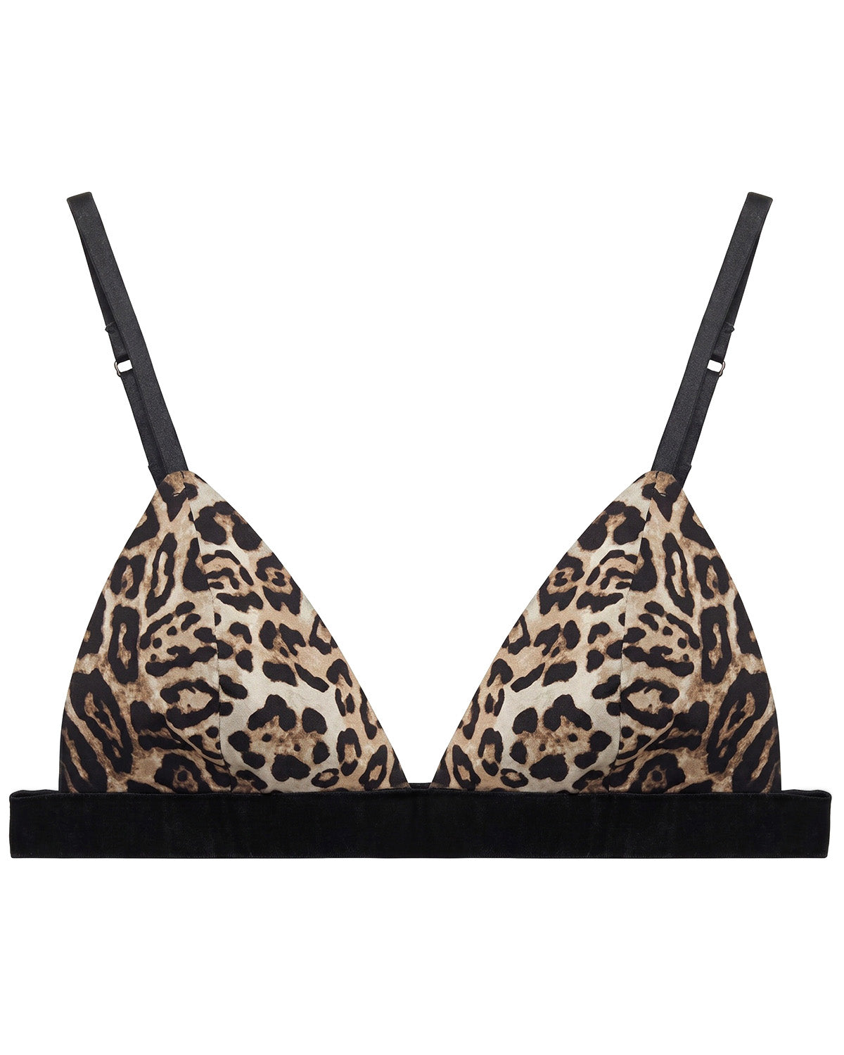FEELITS YFB03 Leopard Print Silk Triangle Bra - 95% Mulberry Silk, Wireless Double-Hook Design