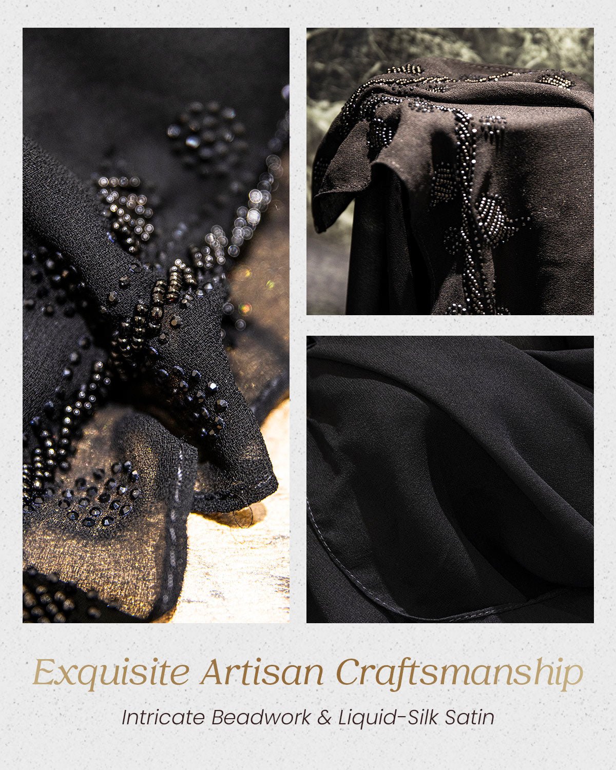 FEELITS TJ03 Black Embellished Hijab – Lightweight Everyday Modest Scarf - FEELITS