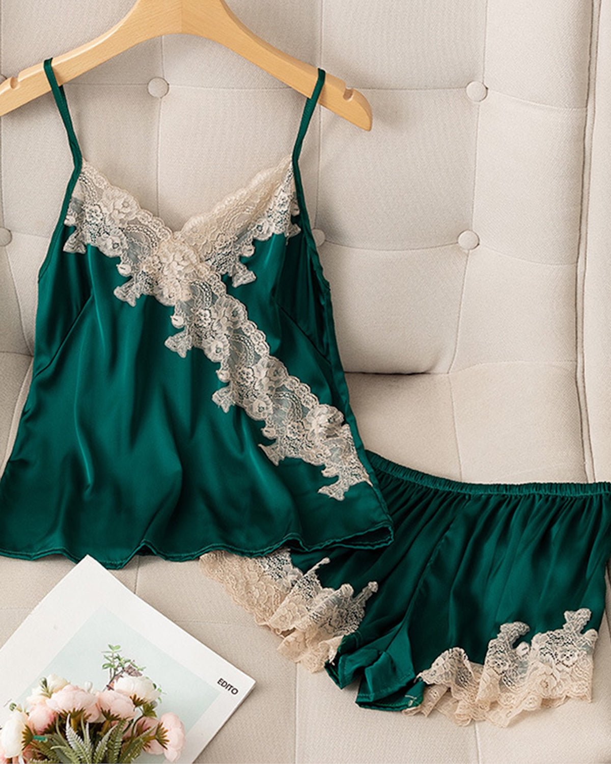 FEELITS 100% Mulberry Silk Lace Cami & Shorts Set | Elegant Bridal, Honeymoon & Everyday Loungewear - FEELITS