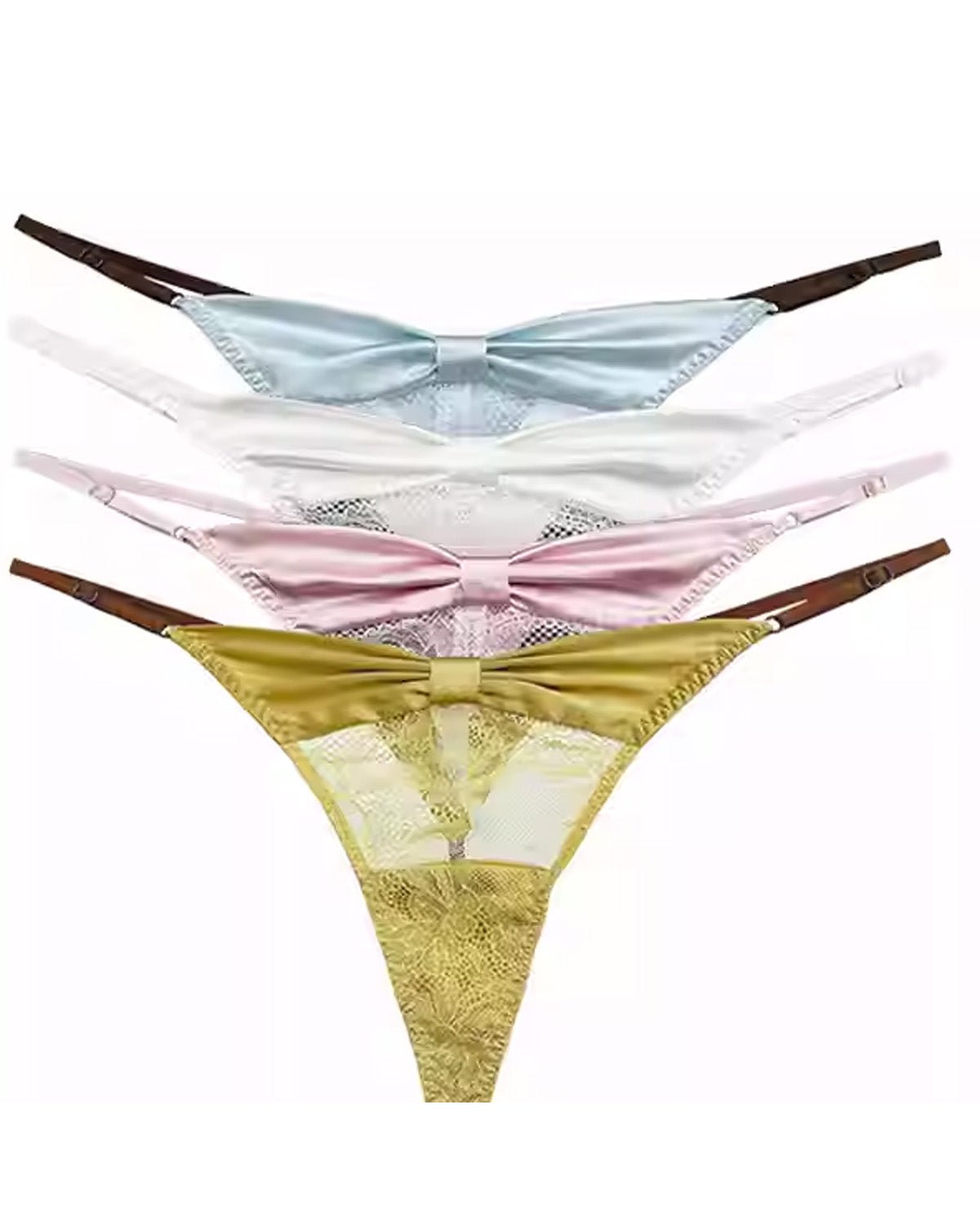 FEELITS 100% Mulberry Silk Low - Rise Thong for Women – Lace Design Panties with Adjustable Waist, Seamless Luxury Lingerie - FEELITS