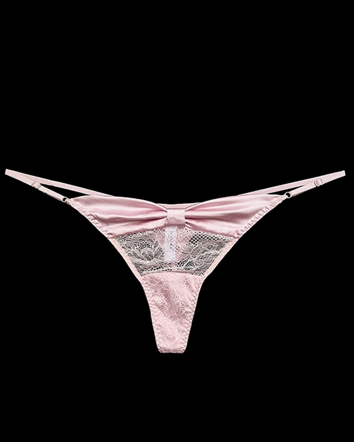 FEELITS 100% Mulberry Silk Low - Rise Thong for Women – Lace Design Panties with Adjustable Waist, Seamless Luxury Lingerie - FEELITS