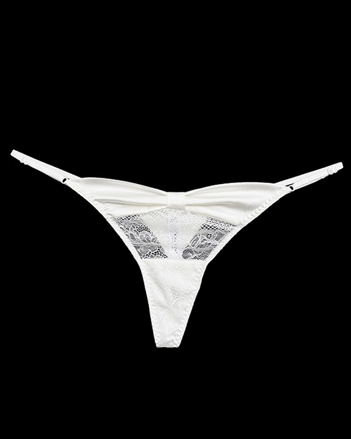 FEELITS 100% Mulberry Silk Low - Rise Thong for Women – Lace Design Panties with Adjustable Waist, Seamless Luxury Lingerie - FEELITS