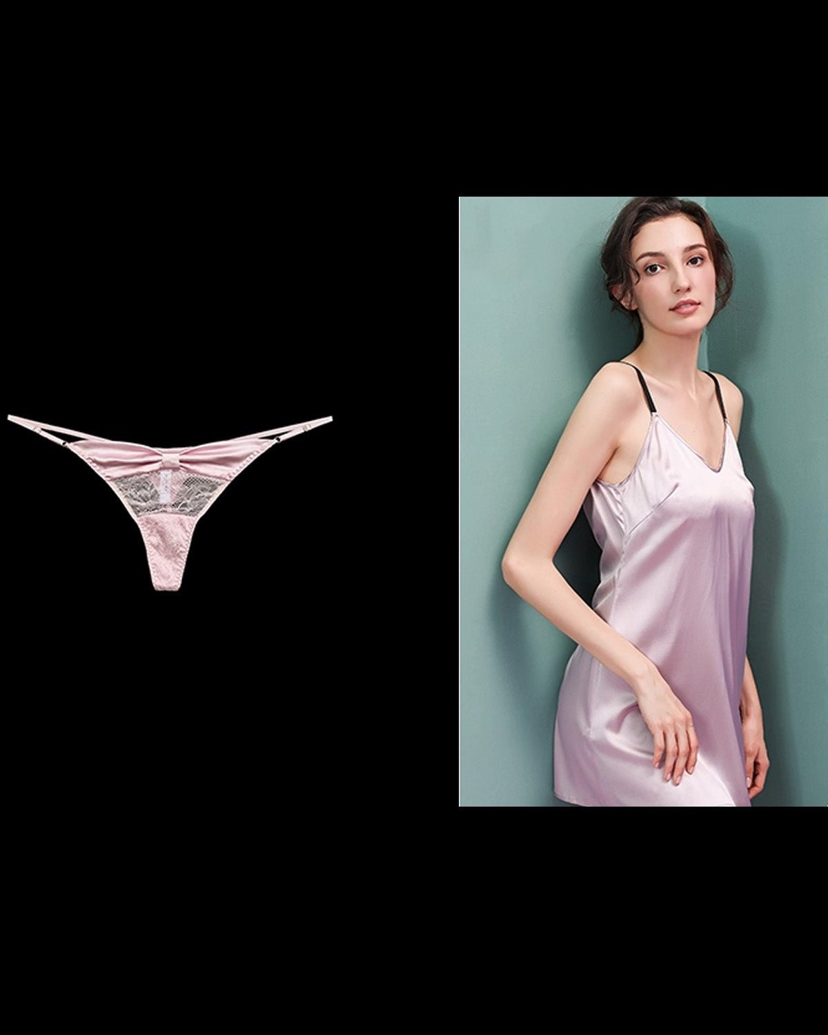 FEELITS 100% Mulberry Silk Low - Rise Thong for Women – Lace Design Panties with Adjustable Waist, Seamless Luxury Lingerie - FEELITS
