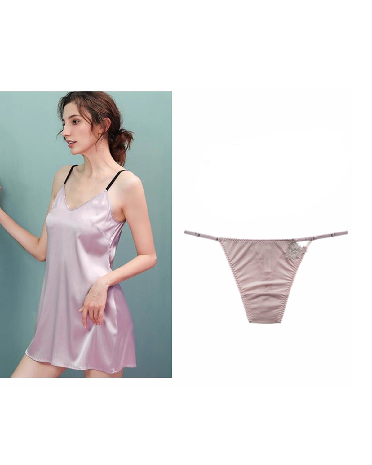 FEELITS 100% Mulberry Silk Low - Rise Thong for Women – Lace Strap Panties with Adjustable Waist, Seamless Luxury Lingerie - FEELITS
