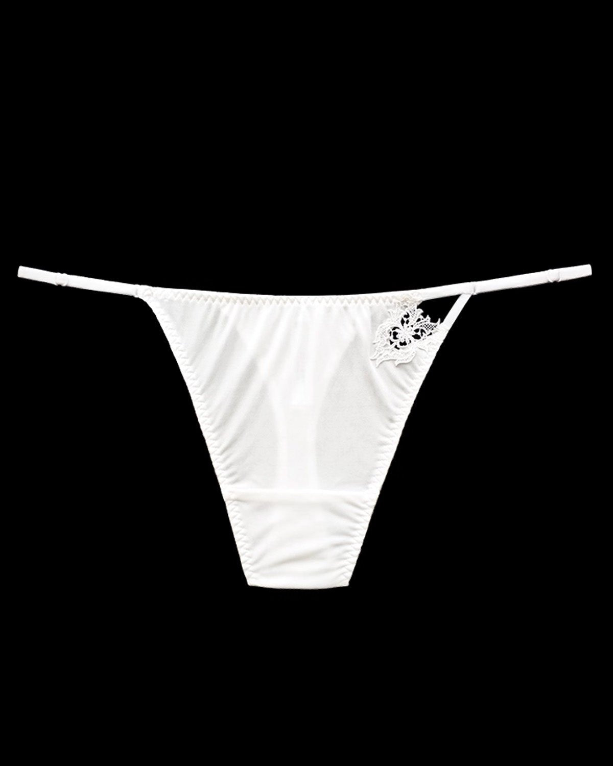 FEELITS 100% Mulberry Silk Low - Rise Thong for Women – Lace Strap Panties with Adjustable Waist, Seamless Luxury Lingerie - FEELITS