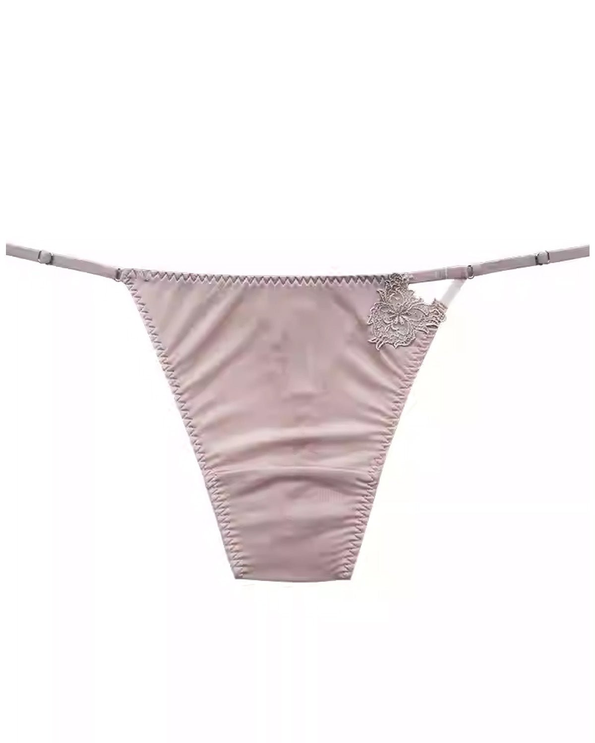 FEELITS 100% Mulberry Silk Low - Rise Thong for Women – Lace Strap Panties with Adjustable Waist, Seamless Luxury Lingerie - FEELITS