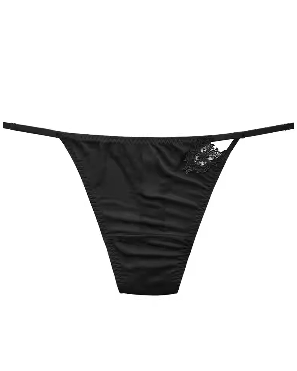 FEELITS 100% Mulberry Silk Low - Rise Thong for Women – Lace Strap Panties with Adjustable Waist, Seamless Luxury Lingerie - FEELITS