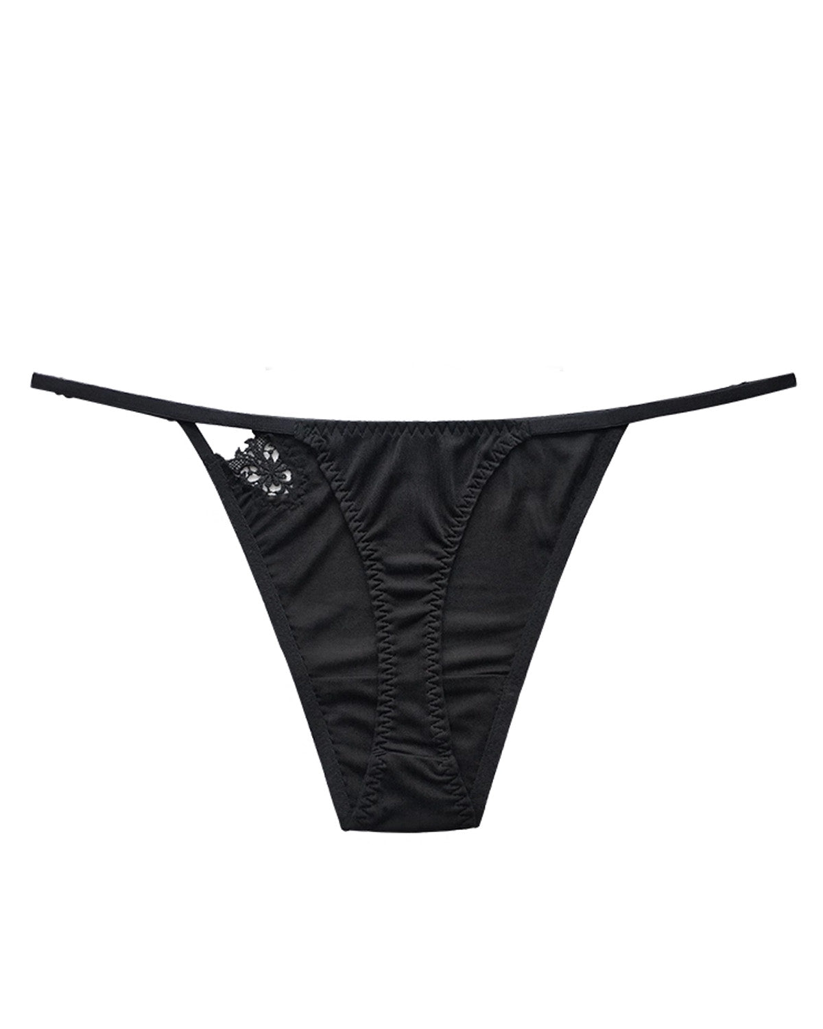 FEELITS 100% Mulberry Silk Low - Rise Thong for Women – Lace Strap Panties with Adjustable Waist, Seamless Luxury Lingerie - FEELITS