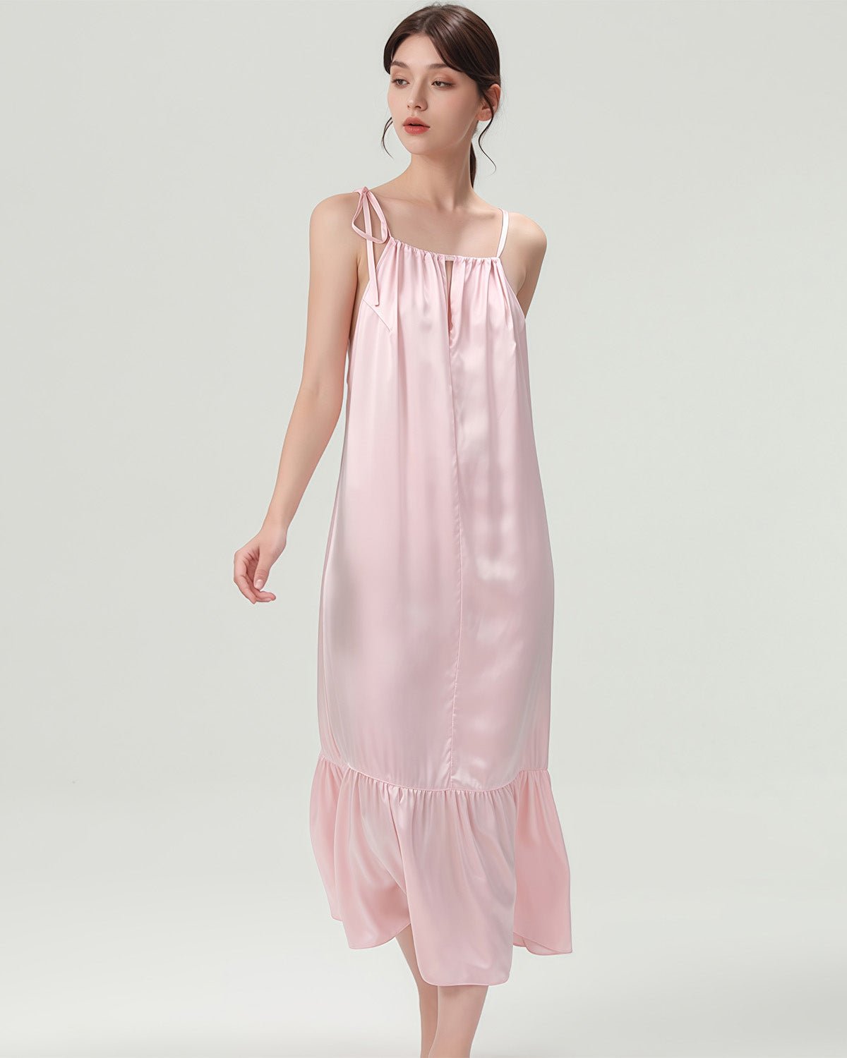 FEELITS 100% Mulberry Silk Nightgown - 19mm 6A Grade, Long Sexy Silk Slip Dress, Elegant & Comfortable for Loungewear or Casual WearA - FEELITS