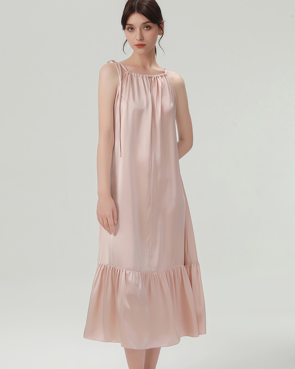 FEELITS 100% Mulberry Silk Nightgown - 19mm 6A Grade, Long Sexy Silk Slip Dress, Elegant & Comfortable for Loungewear or Casual WearA - FEELITS