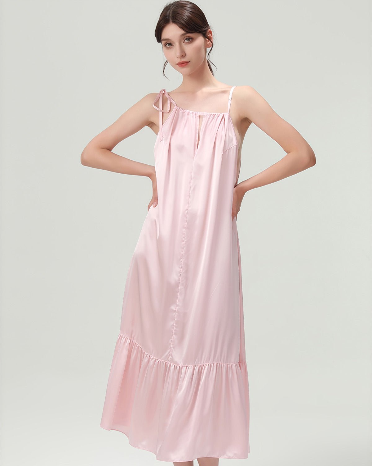FEELITS 100% Mulberry Silk Nightgown - 19mm 6A Grade, Long Sexy Silk Slip Dress, Elegant & Comfortable for Loungewear or Casual WearA - FEELITS