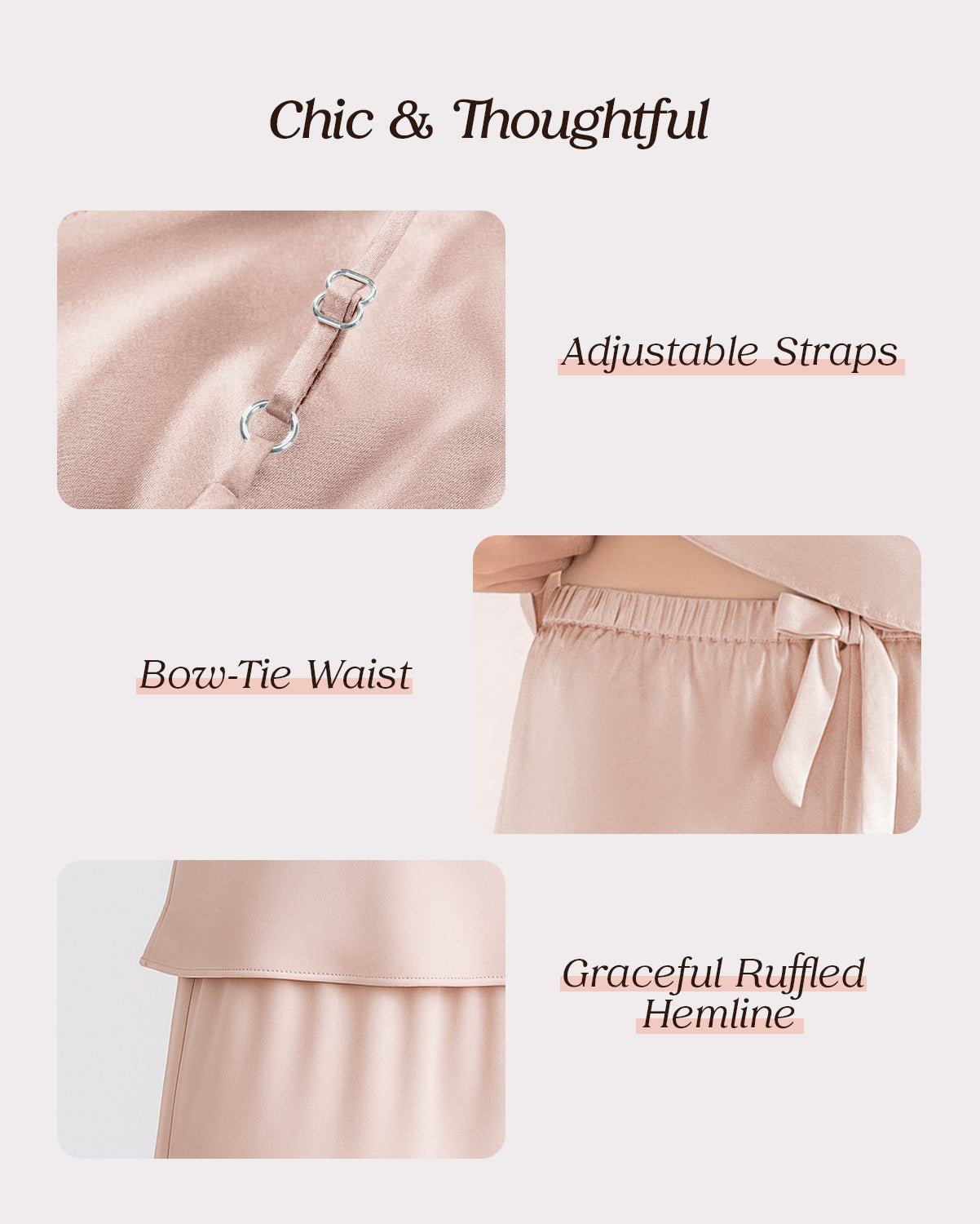 FEELITS 100% Mulberry Silk Pajamas Set for Women - 19 Momme Silk V - Neck Cami & Shorts, Adjustable Spaghetti Straps - FEELITS