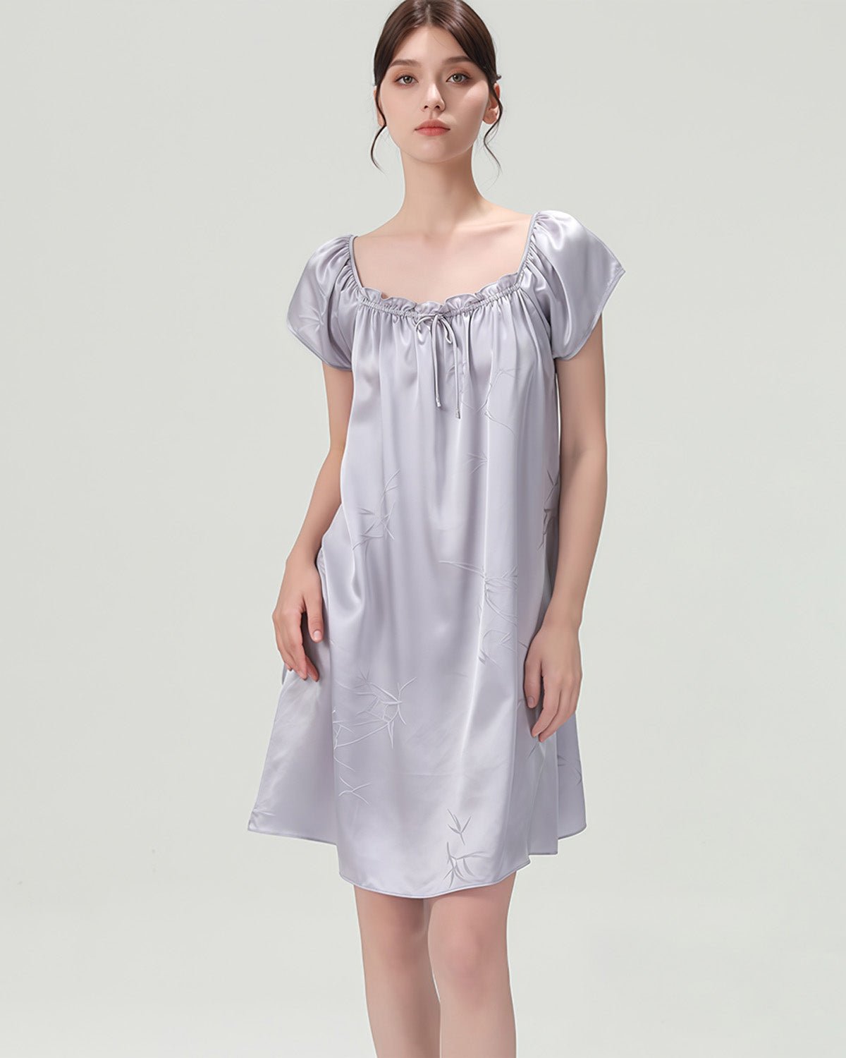 FEELITS 100% Mulberry Silk Short Nightgown - 19mm Silk with Unique Nature Print Design - Loose & Elegant for Ultimate Comfort - FEELITS