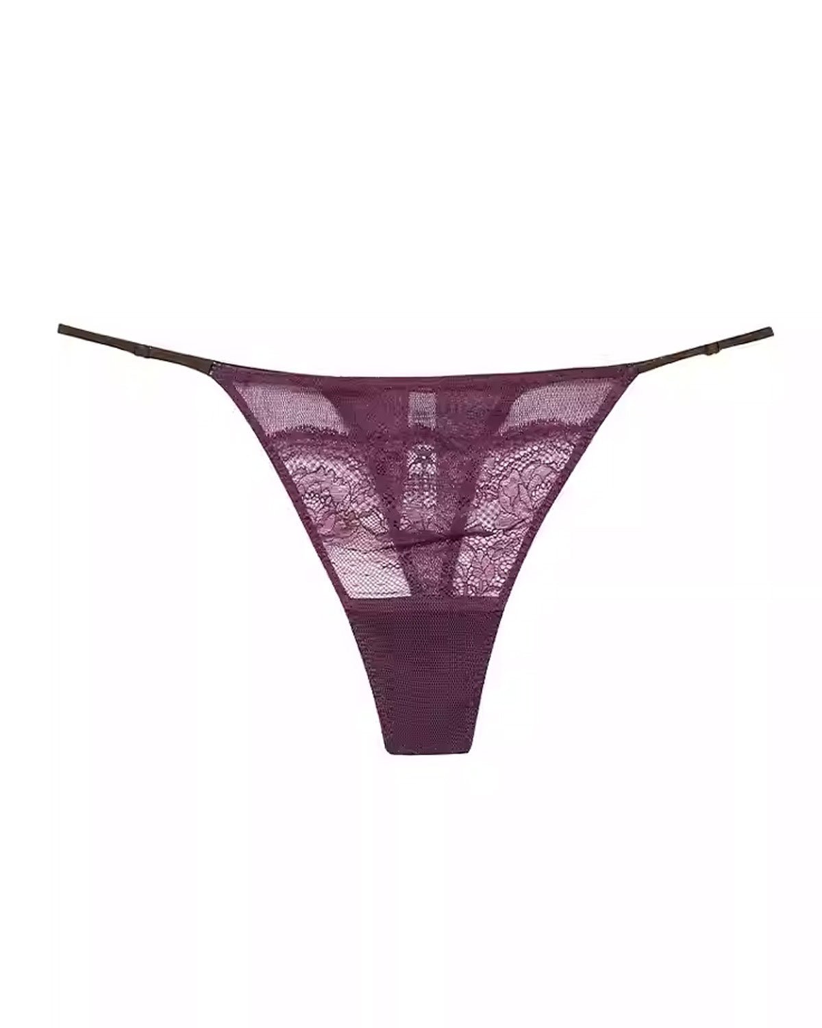 FEELITS 100% Mulberry Silk Thong for Women – Sheer Lace & Low - Rise Design - FEELITS