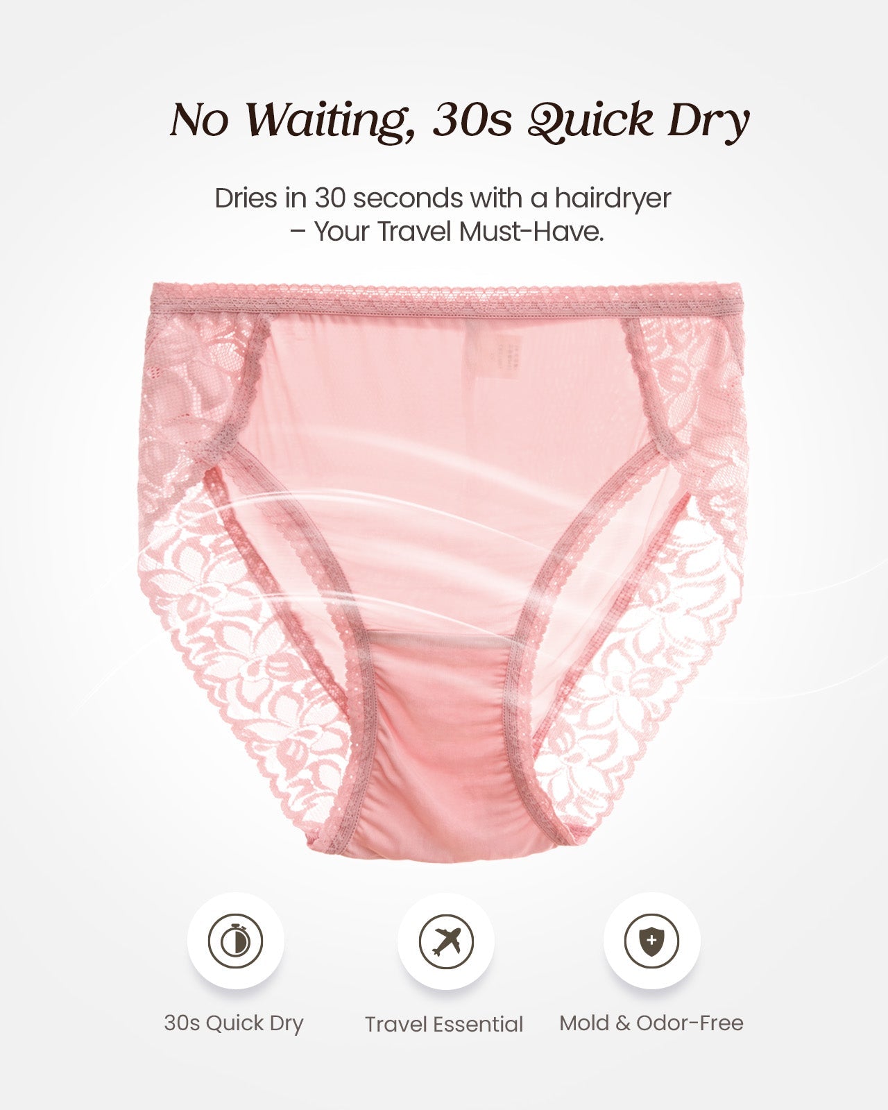 FEELITS 100% Mulberry Silk Underwear, Mid - Rise Lace Hipster Silk Panties for Women, Ultra Soft, Breathable & Quick - Dry - FEELITS