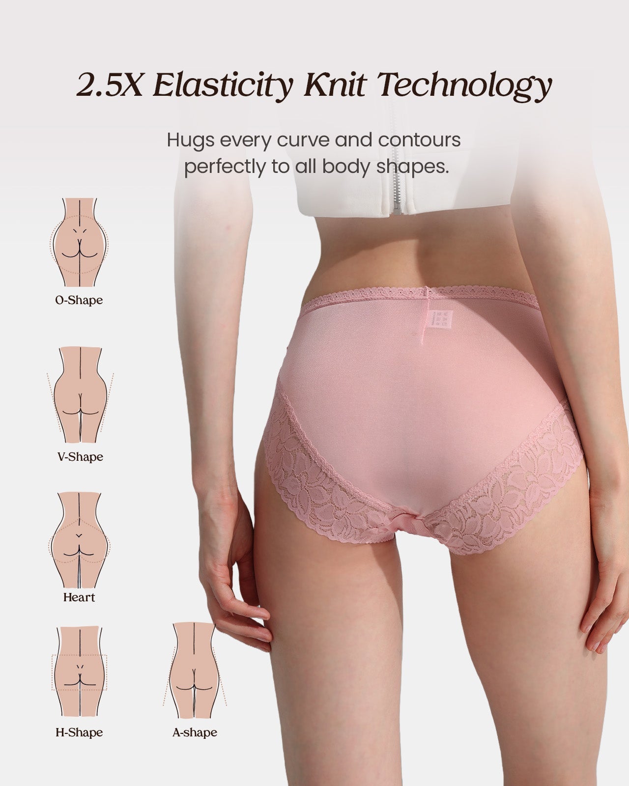 FEELITS 100% Mulberry Silk Underwear, Mid - Rise Lace Hipster Silk Panties for Women, Ultra Soft, Breathable & Quick - Dry - FEELITS