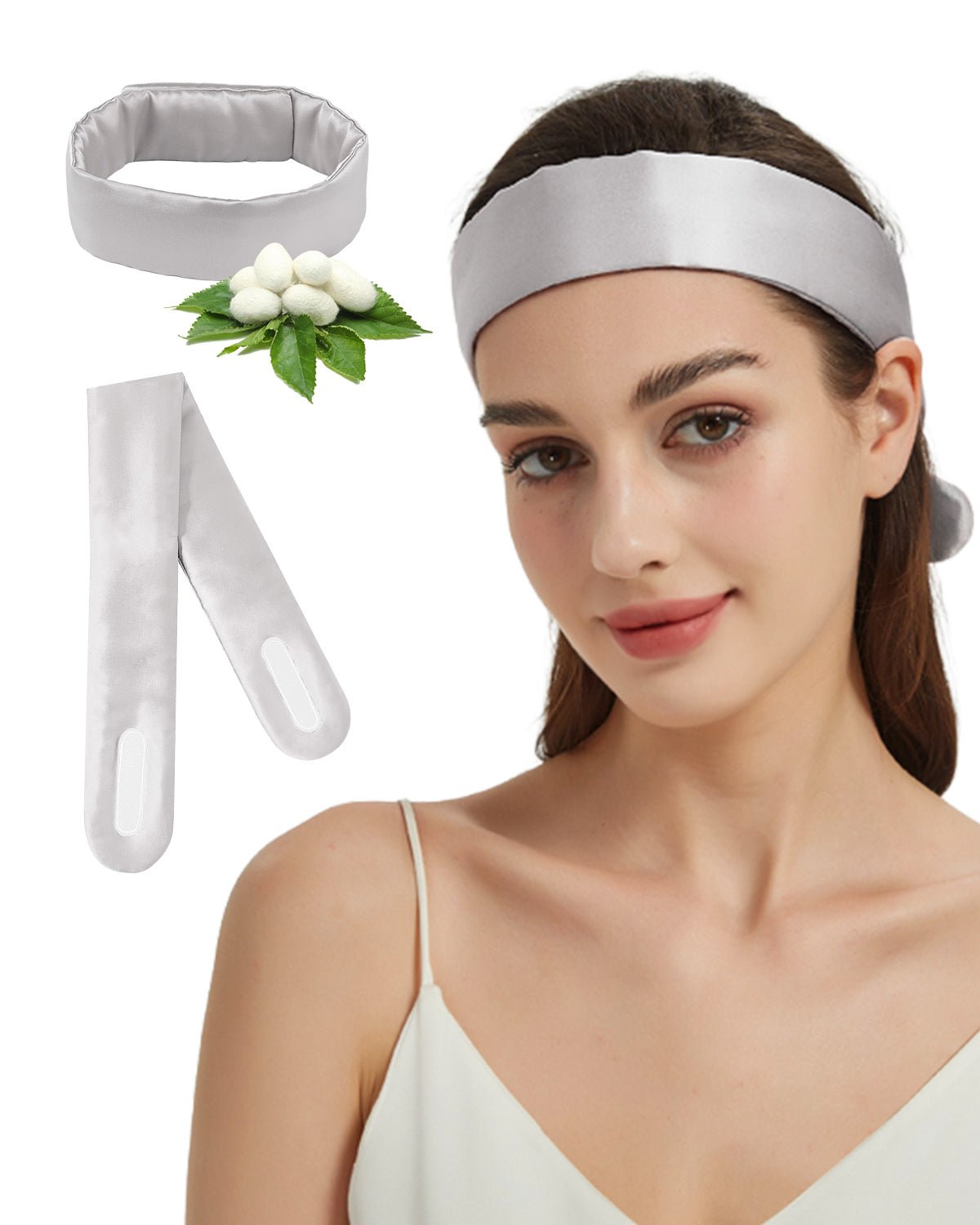 FEELITS 22 Momme 100% Mulberry Silk Headband for Washing Face & Spa, Adjustable Hair Wrap Scarf for Night, Skincare & Makeup - FEELITS