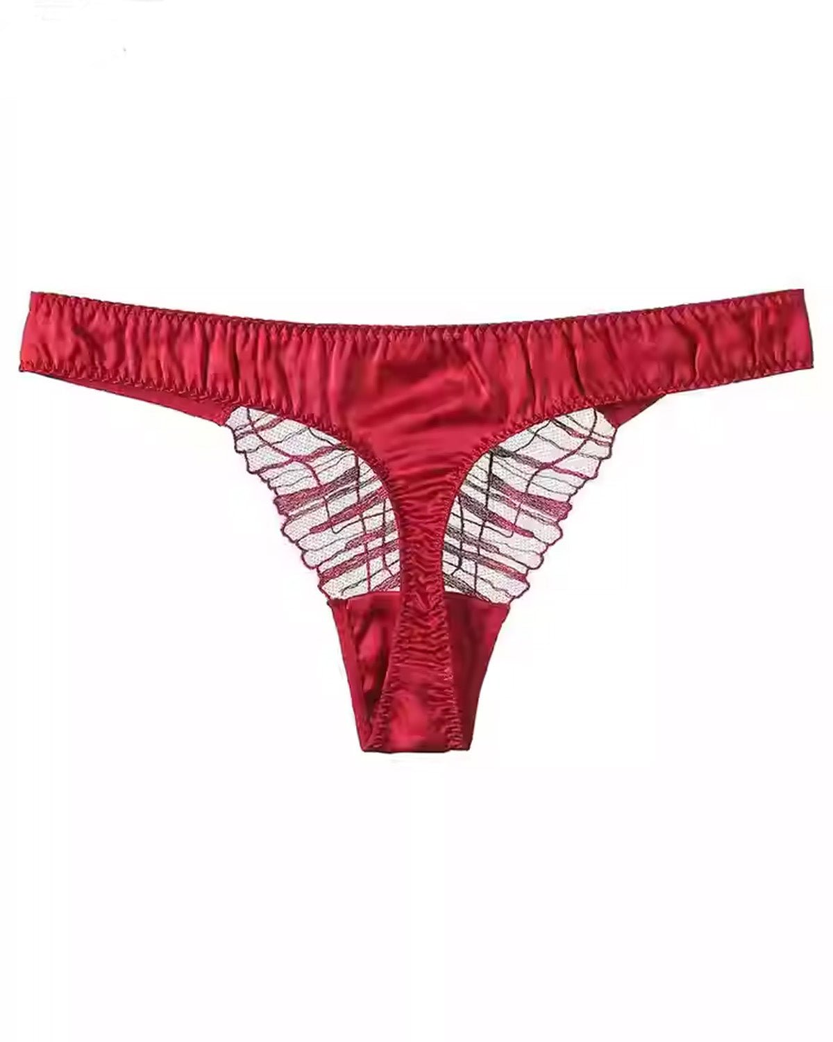 FEELITS 6A Grade Mulberry Silk Seamless Sexey Thong – Sheer Lace Elegance - FEELITS
