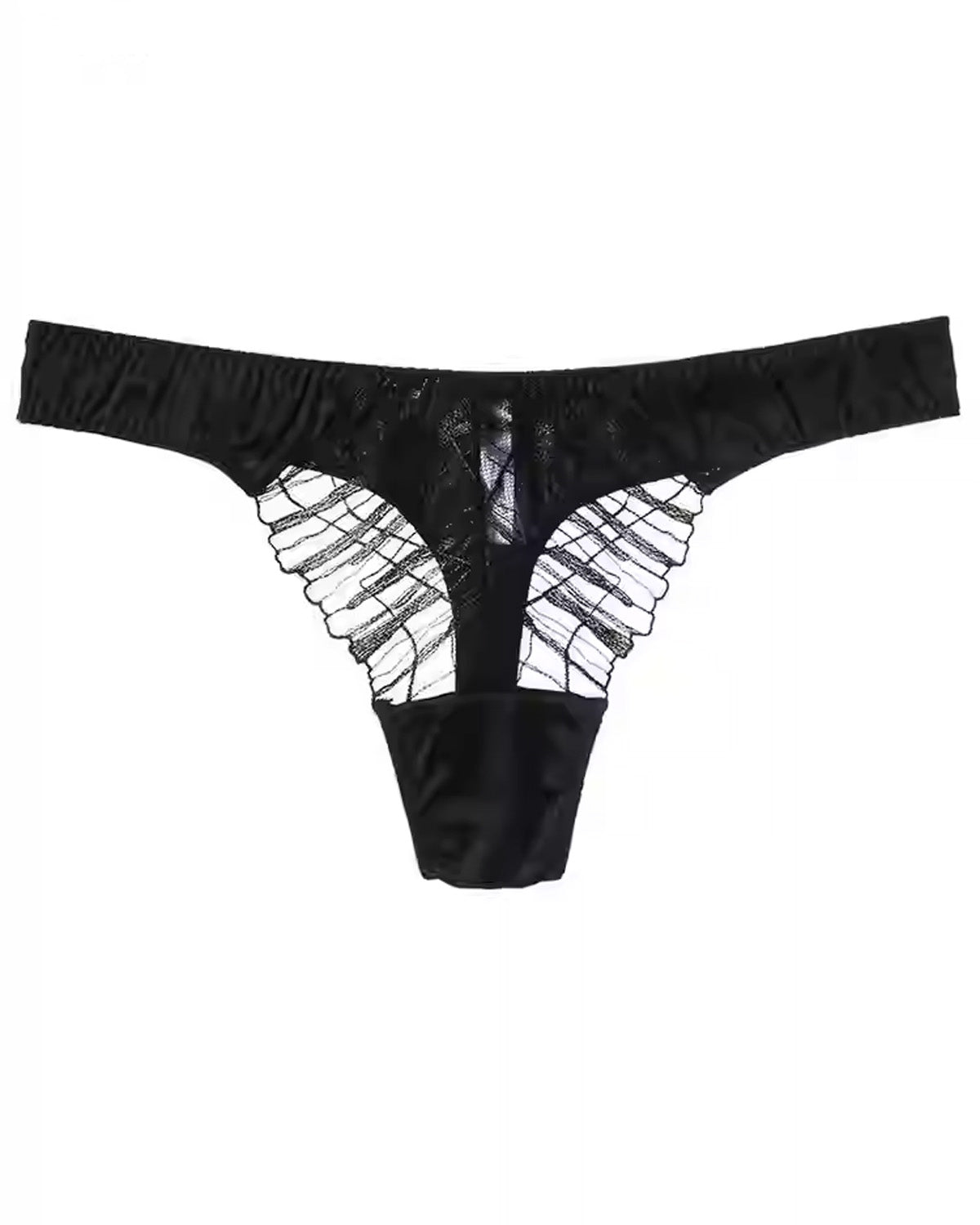 FEELITS 6A Grade Mulberry Silk Seamless Sexey Thong – Sheer Lace Elegance - FEELITS