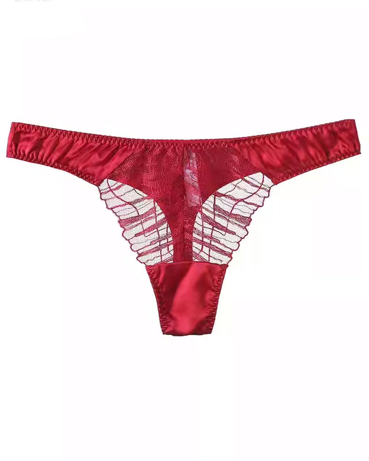 FEELITS 6A Grade Mulberry Silk Seamless Sexey Thong – Sheer Lace Elegance - FEELITS