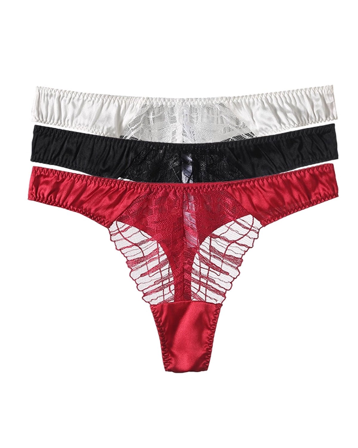FEELITS 6A Mulberry Silk Sexy Lace Thong – Low - Rise Seamless T - Back Panties for Women - FEELITS