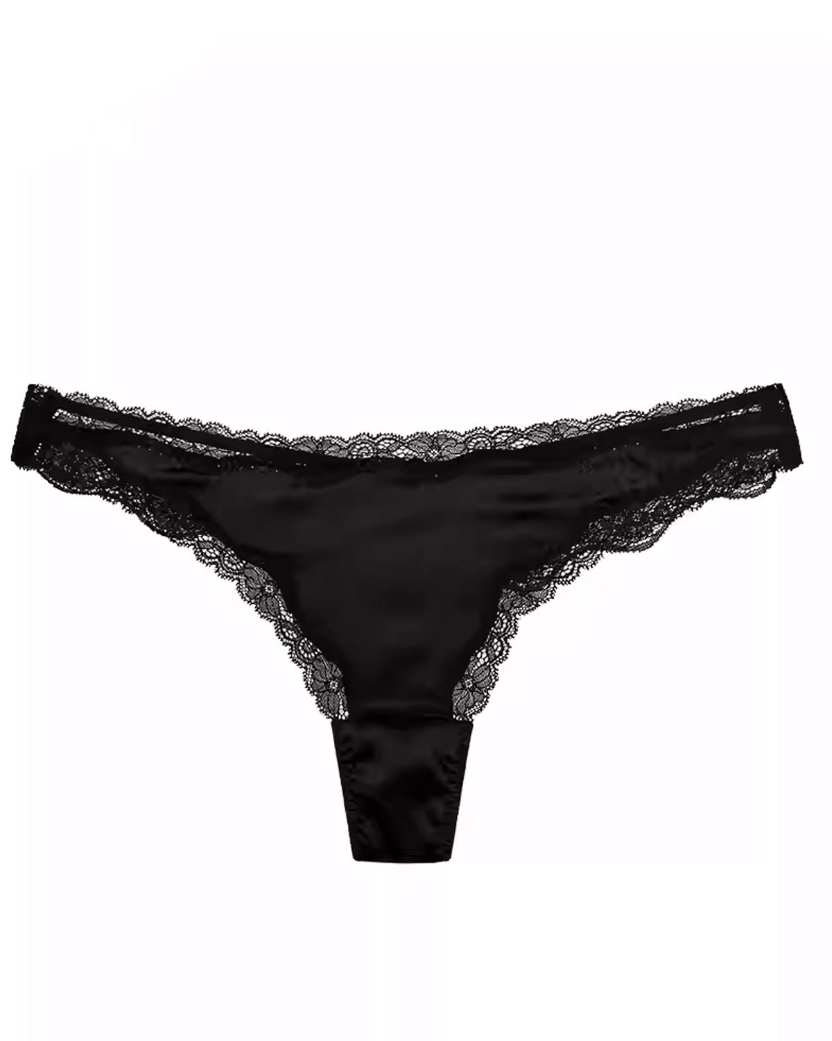 FEELITS 6A Mulberry Silk Sexy Lace Thong – Low - Rise Seamless T - Back Panties for Women - FEELITS