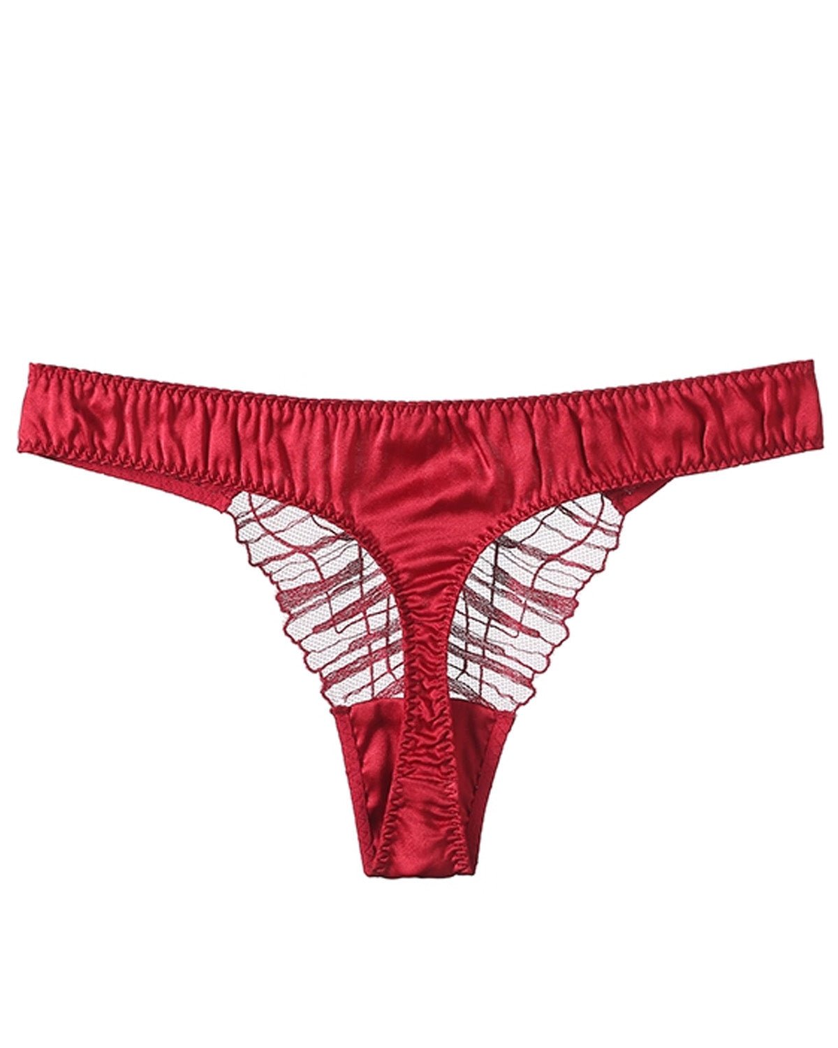 FEELITS 6A Mulberry Silk Sexy Lace Thong – Low - Rise Seamless T - Back Panties for Women - FEELITS