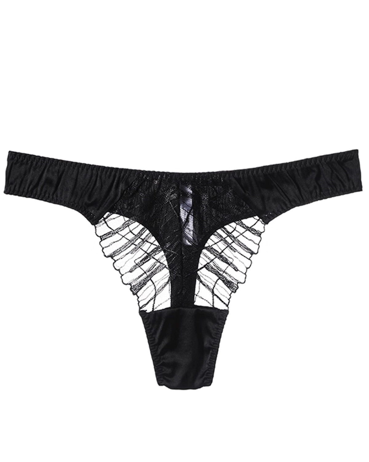 FEELITS 6A Mulberry Silk Sexy Lace Thong – Low - Rise Seamless T - Back Panties for Women - FEELITS