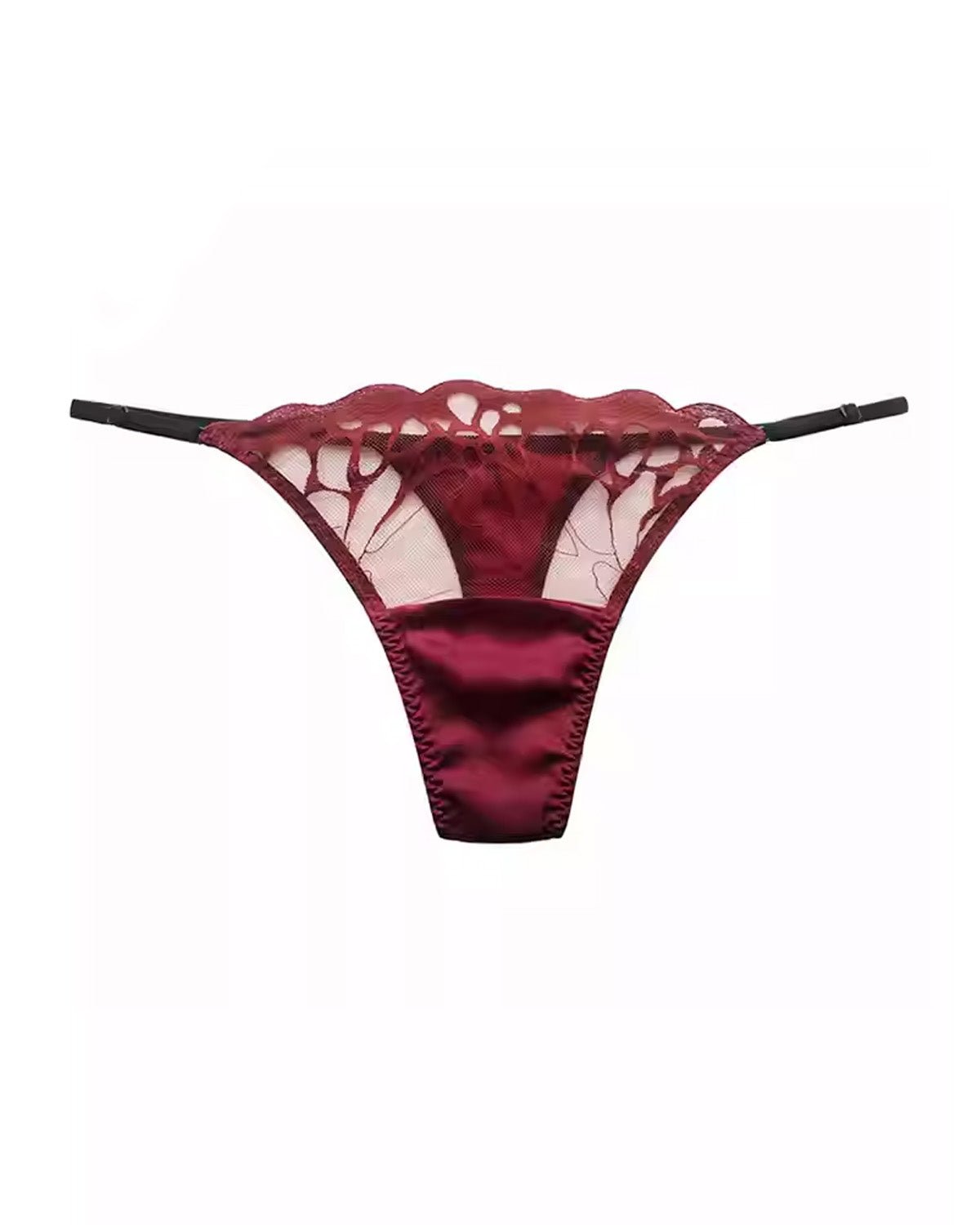 FEELITS 6A Mulberry Silk Thong Panties for Women – Sexy Lace Sheer Temptation - FEELITS