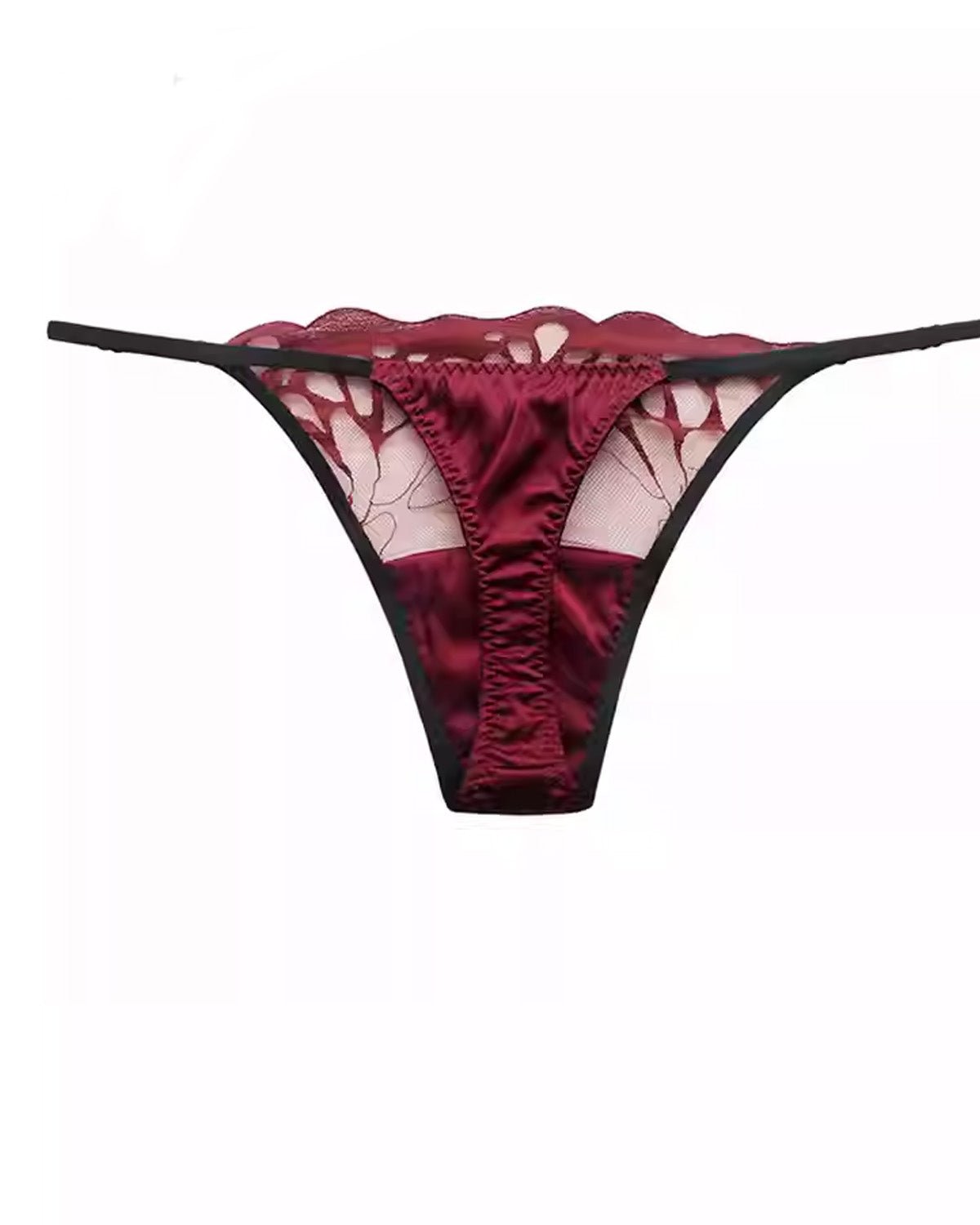 FEELITS 6A Mulberry Silk Thong Panties for Women – Sexy Lace Sheer Temptation - FEELITS
