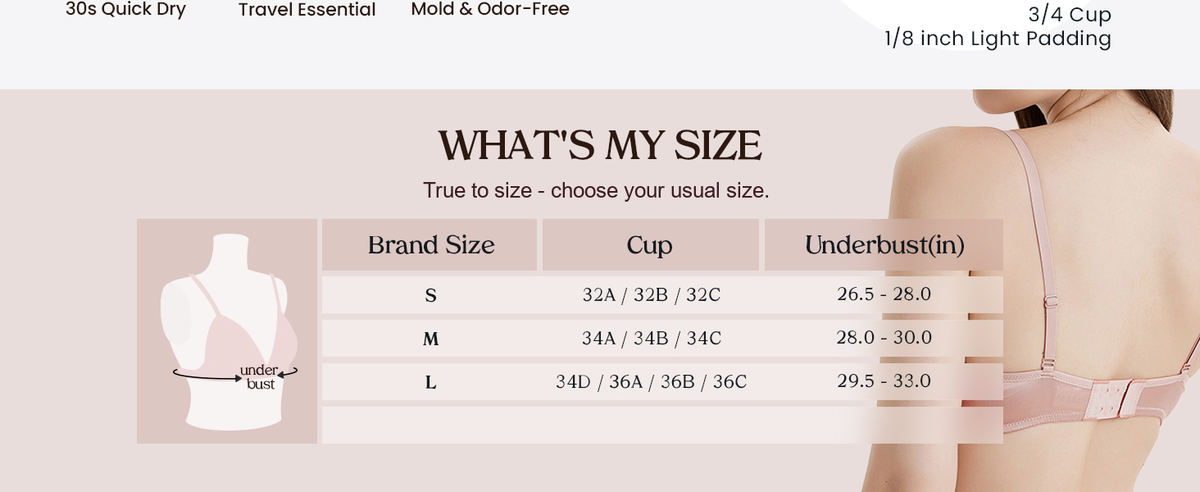 FEELITS BRA09 size guide