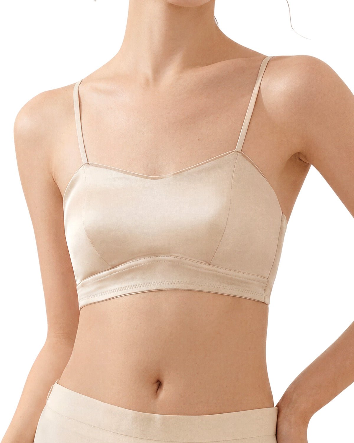 22 Momme Silk Padded Crop Top | FEELITS