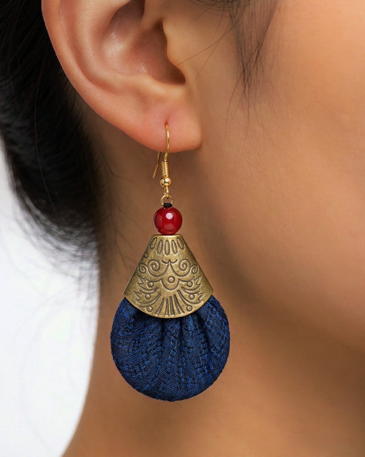 Feelits Handcrafted Gambiered Canton Silk & 925 Sterling Silver Earrings - FEELITS