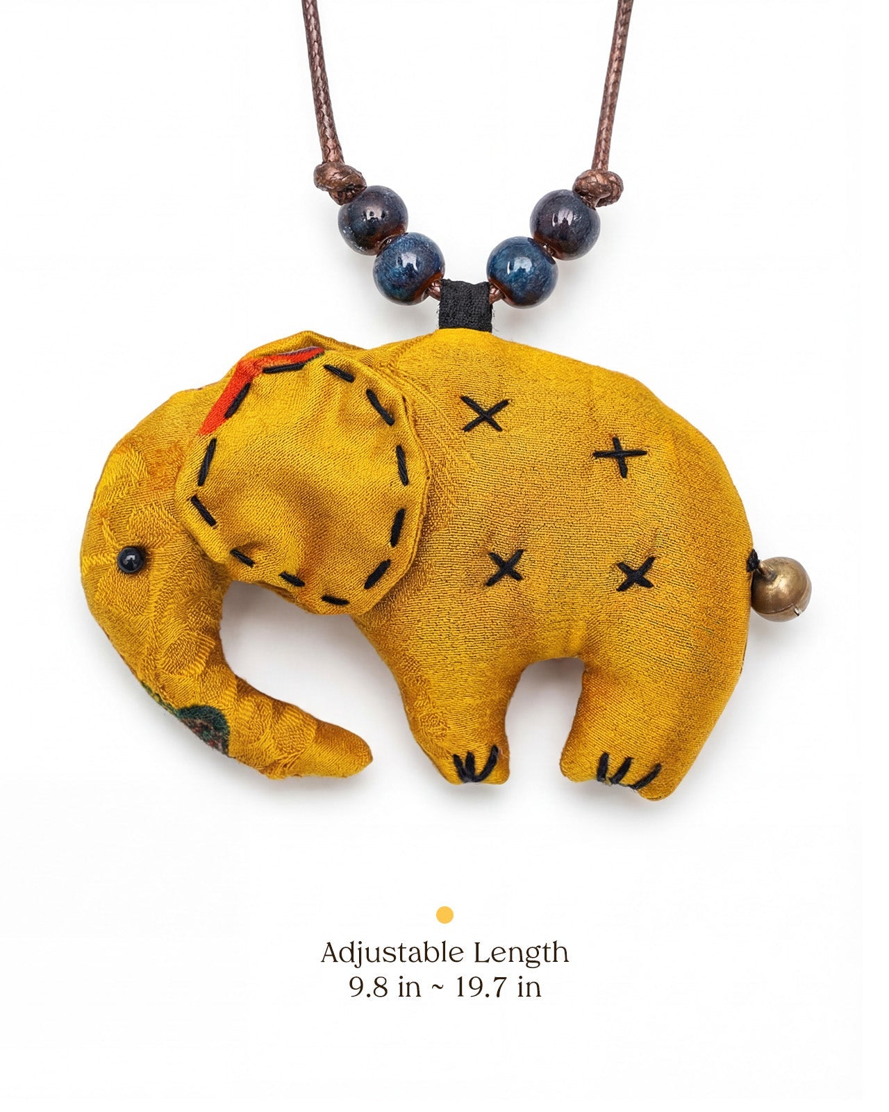 Feelits Handcrafted Gambiered Canton Silk Elephant Necklace - FEELITS