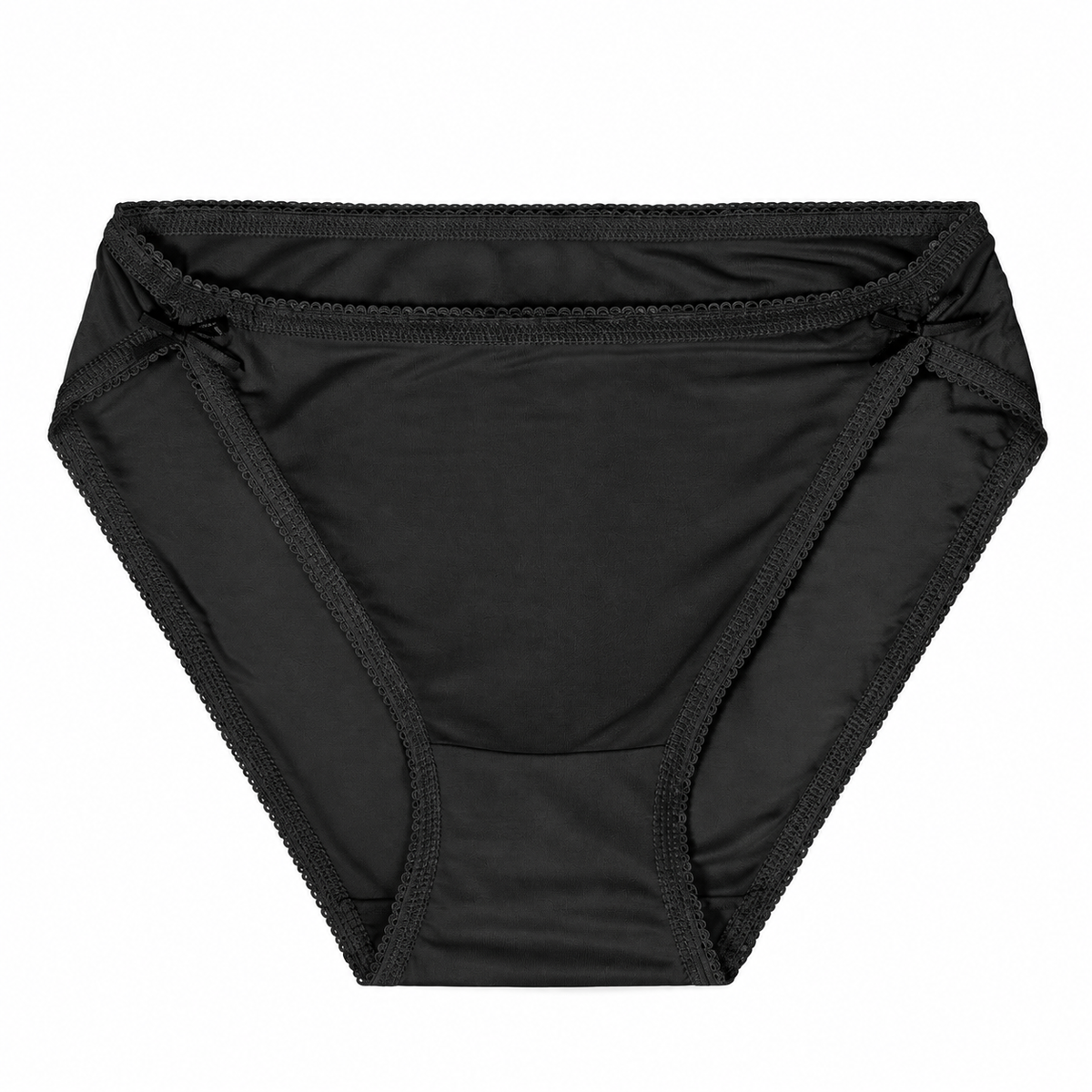 FEELITS KN05 black silk bikini panties, product-only view