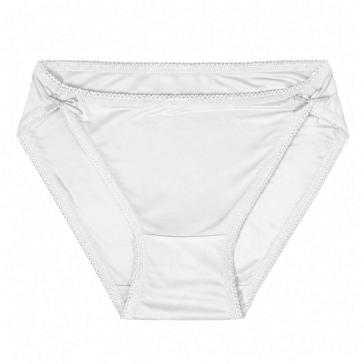 FEELITS KN05 white silk bikini panties, product-only view