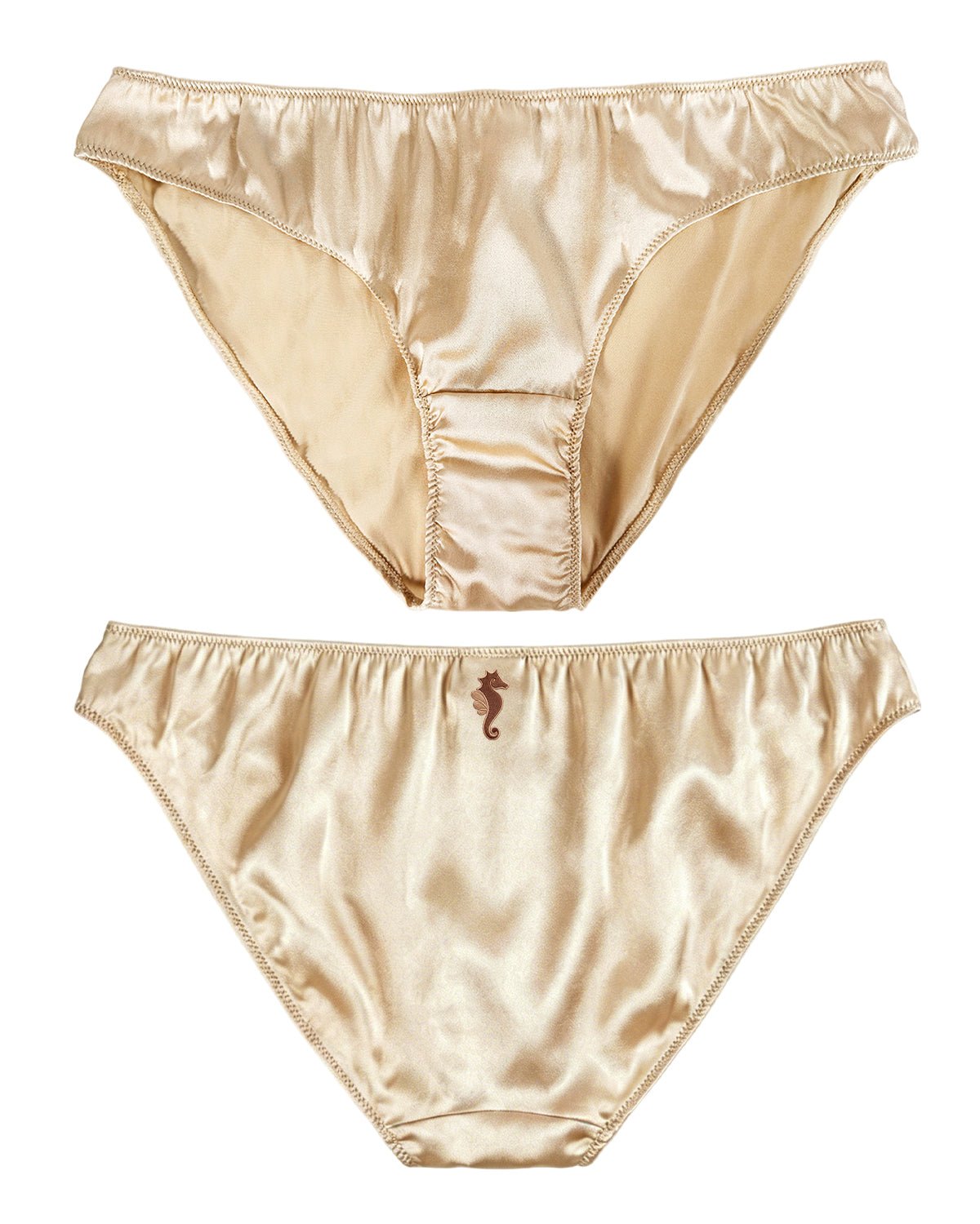 FEELITS KN13 Embroidered Silk High - Cut Bikini Panties – 100% 6A Mulberry Silk, Ocean - Inspired Motifs - FEELITS