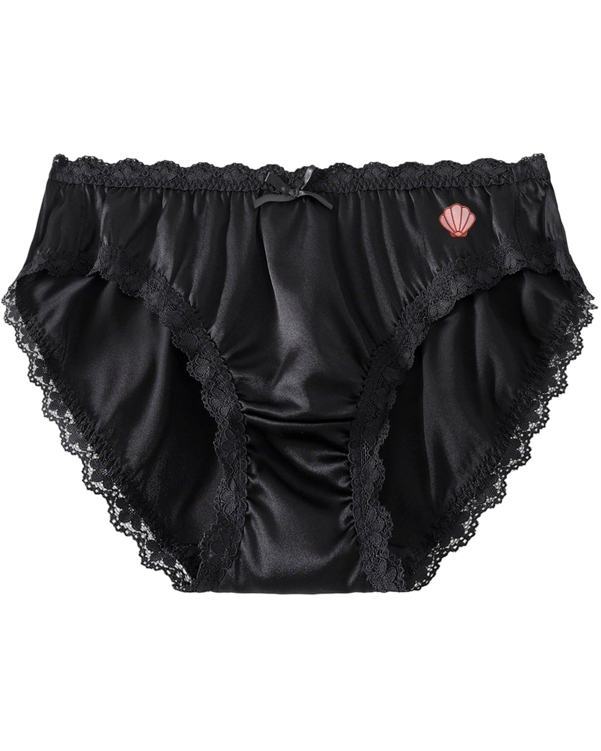 FEELITS KN18 Embroidered Mid - Rise Bikini Silk Panties – 100% 6A Mulberry Silk, Ocean - Inspired Motifs - FEELITS