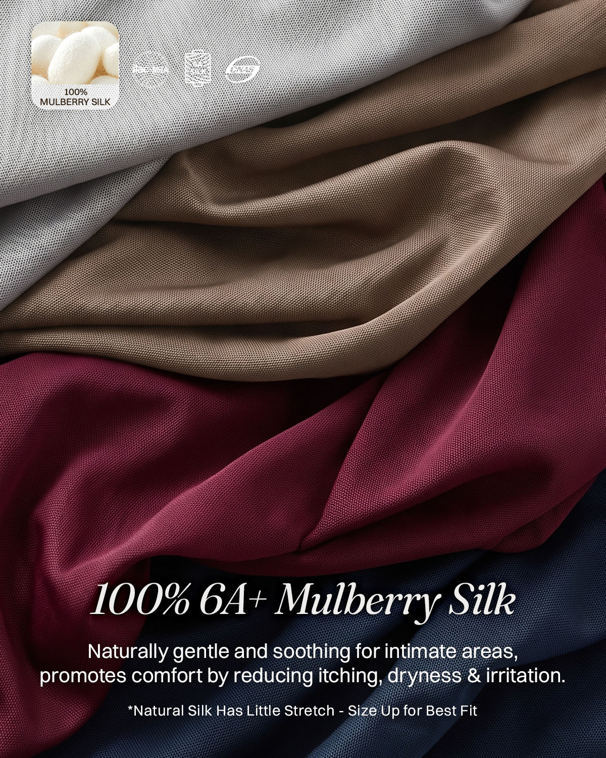 FEELITS KNM08 men’s mulberry silk briefs — mulberry silk fabric in four colors