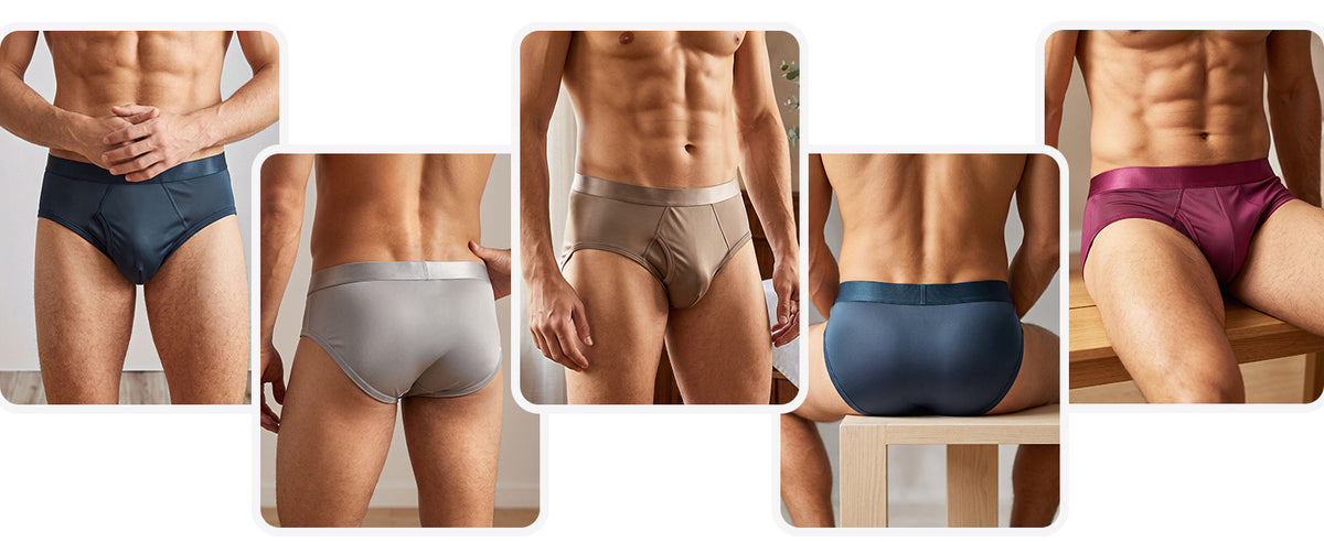 FEELITS KNM08 Slip de seda de morera para hombre – Ultrasuave, con abertura frontal