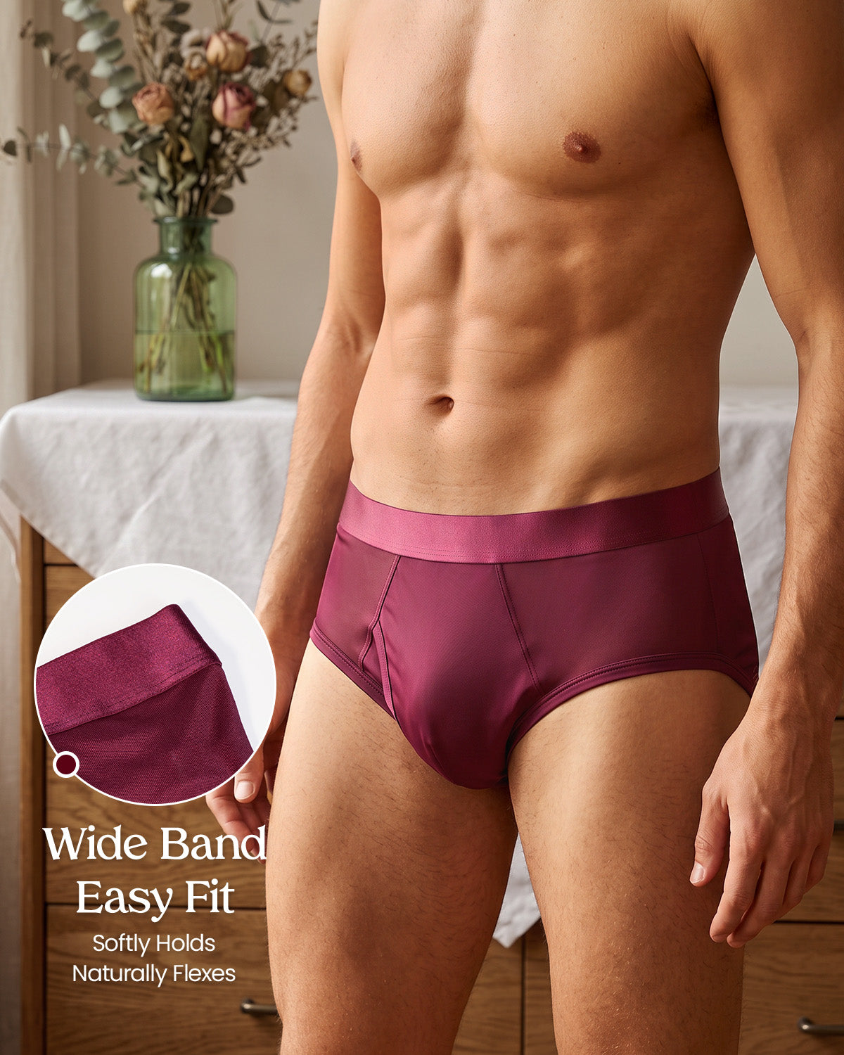 FEELITS KNM08 Slip de seda de morera para hombre – Ultrasuave, con abertura frontal