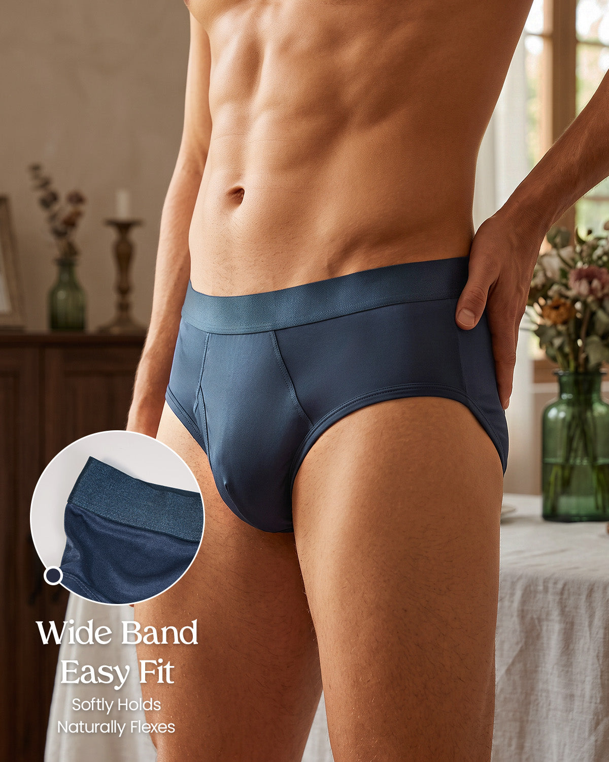 FEELITS KNM08 Slip de seda de morera para hombre – Ultrasuave, con abertura frontal