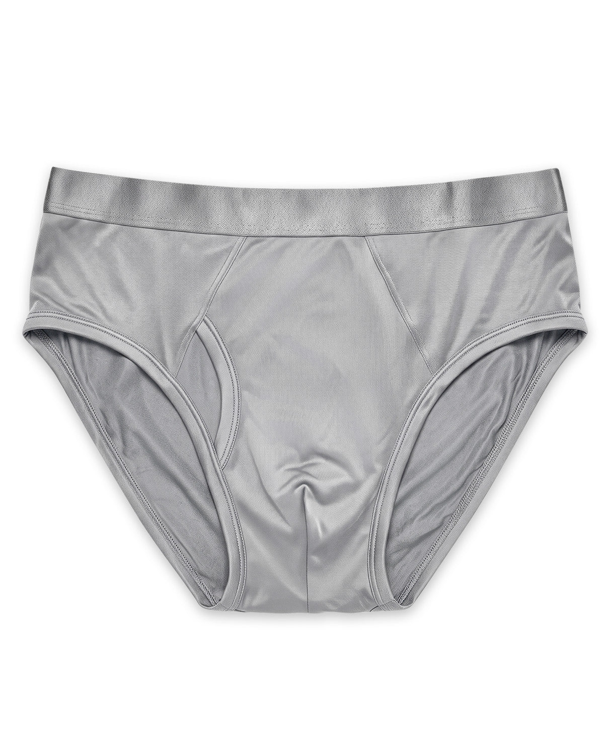 FEELITS KNM08 silver gray mulberry silk briefs — front product view #Color_Silver Gray